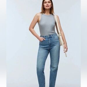 Madewell Supima Cotton Rib Cutaway Tank Top MD070 Dusk Grey Size XXS